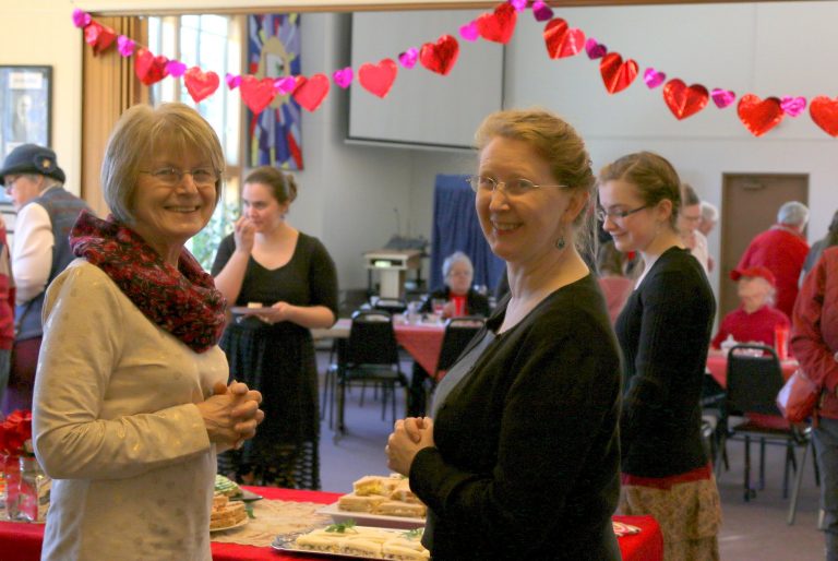 Gathering at the annual Valentine Tea